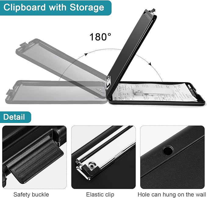 Epakh 7 Pcs Clipboard with Storage Bulks Plastic Storage Foldable Nursing - Image 3