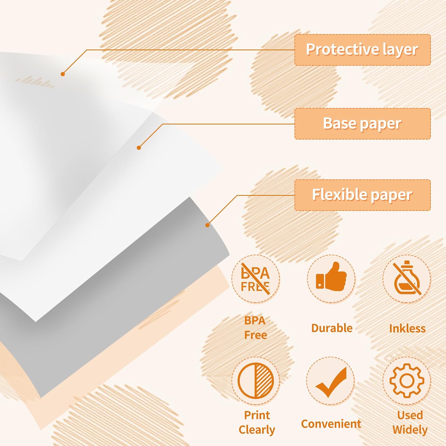 Phomemo 50mm T02 M02 White Thermal Sticker Paper, 3Rolls | Labels Sticker Paper Receipt Printer Paper, For T02 M02 M02X S002 AHM2 X6 D21 Mini Sticker Printer