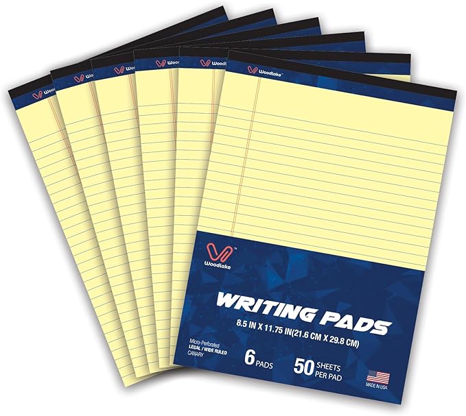 Woodlake Legal Pads 8.5 "x 11" – 6‑Pack, Wide Ruled, Premium Yellow Paper Pad by Unknown