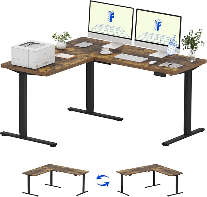 FLEXISPOT L Shaped Standing Desk, 63 x 55 Inch Electric Height Adjustable by FlexiSpot