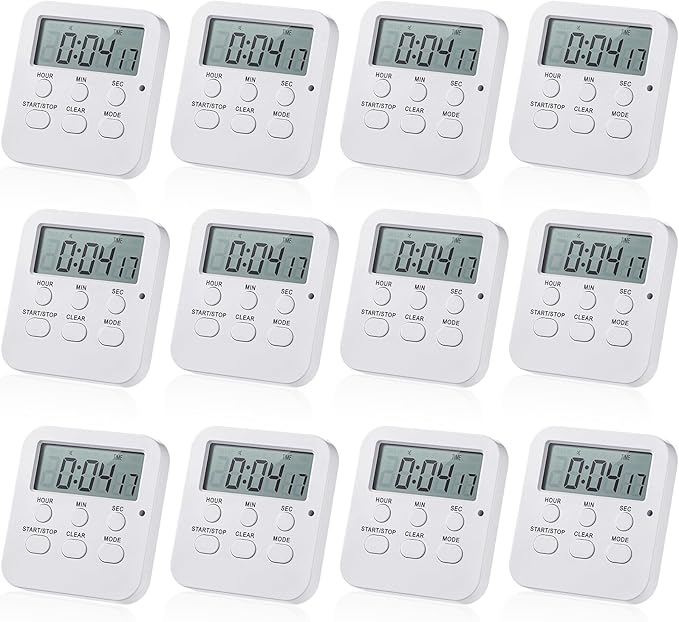 Weewooday 12 Pcs Digital Kitchen Magnetic Timer Bulk Classroom Count up by Weewooday