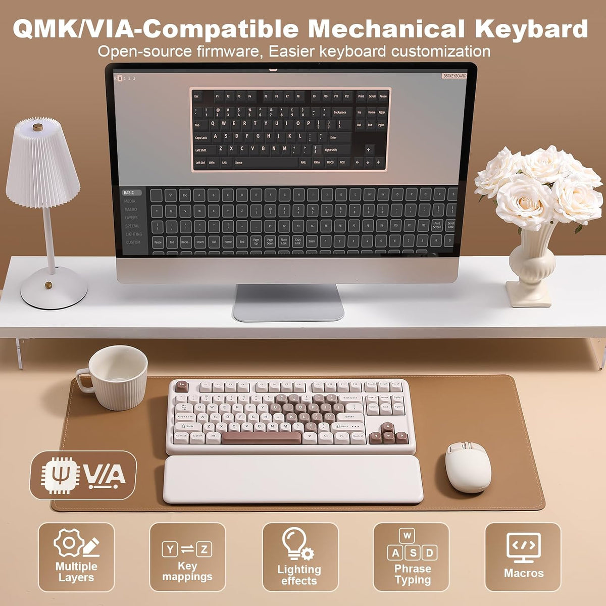 YUNZII B87 TKL Wireless Mechanical Keyboard (Brown Heart,Cocoa V2)