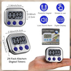 Leumoi 24 Pcs Digital Kitchen Timers Magnetic Back Timers Bulk Large Screen - Image 2