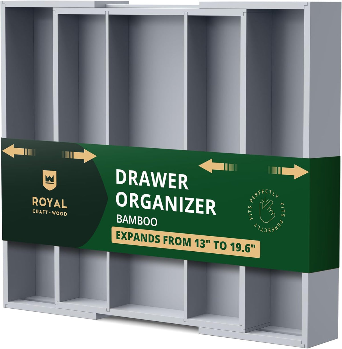 ROYAL CRAFT WOOD Luxury Bamboo Kitchen Drawer Organizer - Silverware Organize...