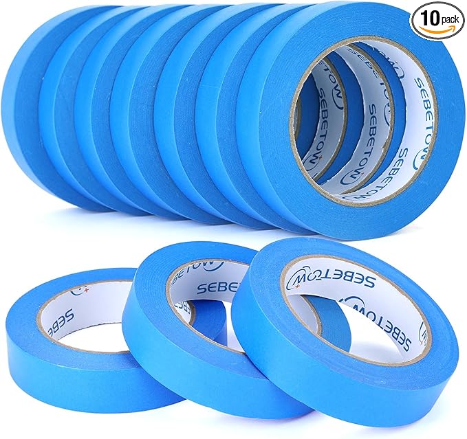 SEBETOW 10 Rolls Painters Tape 1 inch Bulk Painter Tape Blue Wide Roll by SEBETOW