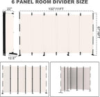 Kecreque 6 Panel Room Divider, 6ft Folding Screen Portable Wall Partition Room - Image 5