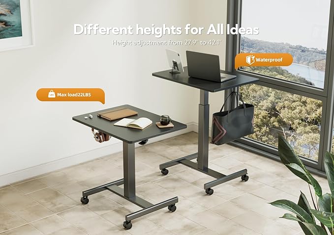 YDN Mobile Mobile Standing Desk, Adjustable Height Portable Laptop Desk - Image 5