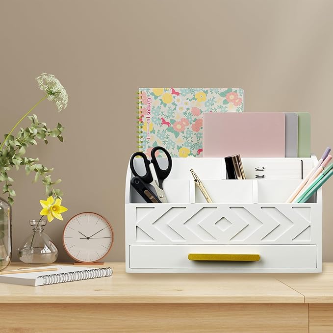 ZALIOJI Wooden Desk Organizer Mail Organizer Countertop, Desktop Organizer Mail - Image 2