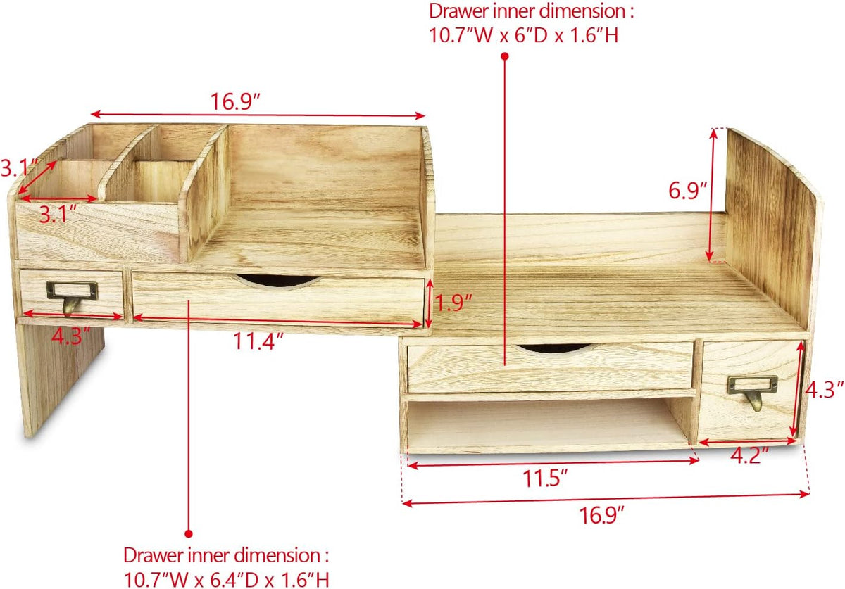 Ikee Design Large Extendable Wooden Desktop Organizer For Office Supplies