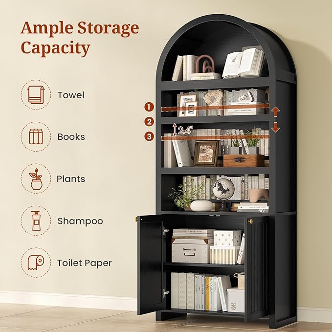 81" Tall Arched Cabinets, Bookcase - Image 4