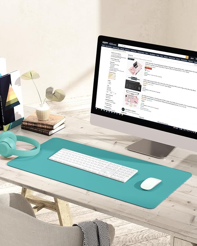 YSAGi Non-Slip Leather Desk Pad, Waterproof Laptop Computer Desk Keyboard Mat - Image 6