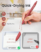 STAGEEK Red Gel Pens, Fine Point Retractable Smooth Writing Pens - Image 4