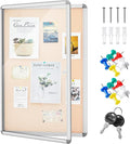 Geetery 36 x 24 Inch Enclosed Fabric Bulletin Board Tamperproof Lockable by Geetery