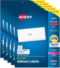 Avery Easy Peel Printable Address Labels with Sure Feed, 1" x 2-5/8" Customizable Stickers, White, 300 Blank Mailing Labels per Pack, Great for Mailing, Shipping, and More (5-Pack of 18160)