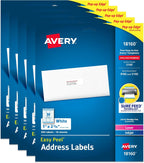 Avery Easy Peel Printable Address Labels with Sure Feed, 1" x 2-5/8" Customizable Stickers, White, 300 Blank Mailing Labels per Pack, Great for Mailing, Shipping, and More (5-Pack of 18160)