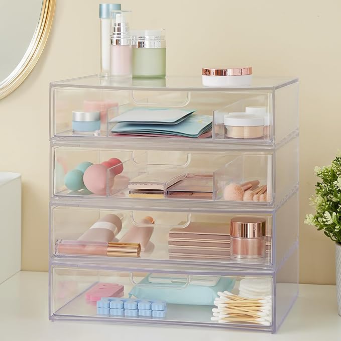 STORi STAX Plastic Stackable Organizer Drawers Clear | 12.5" Wide | Set - Image 6