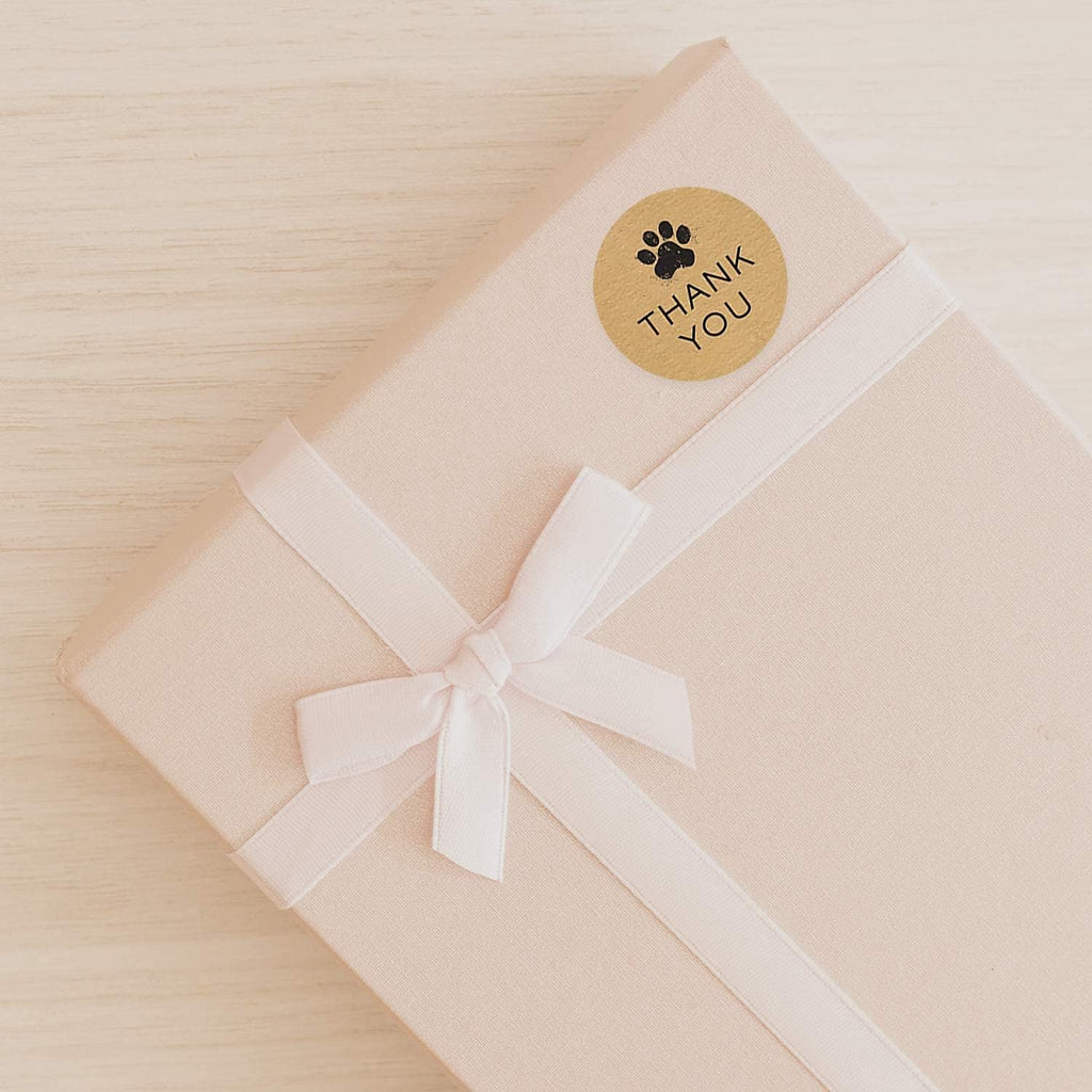 1.5" Round Brown Kraft Paw Print Thank You Stickers / 500 Dog Paw Print Thank You Labels Roll/Dog Cat Pet Animal Thank You Sticker/Made in The USA