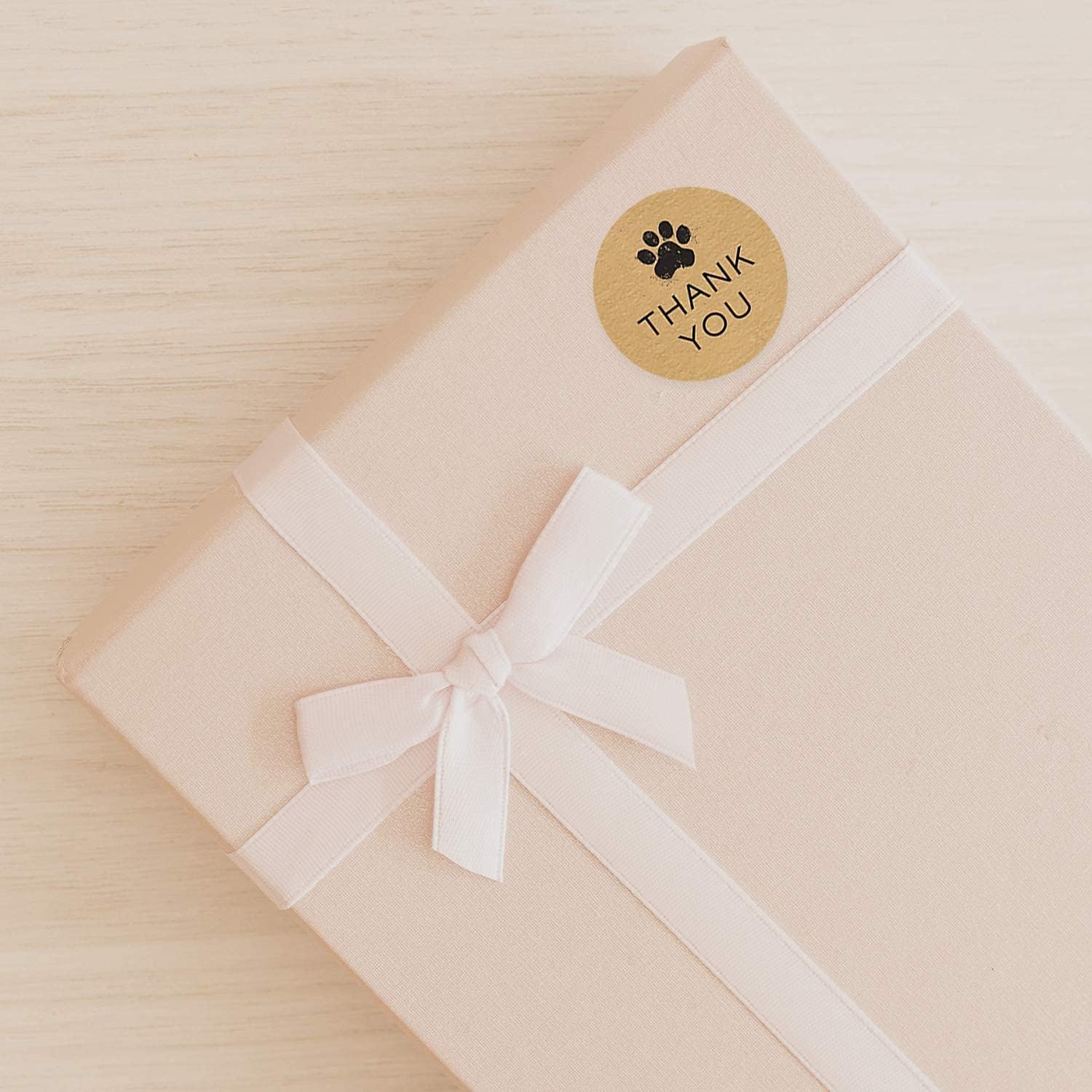 1.5" Round Brown Kraft Paw Print Thank You Stickers / 500 Dog Paw Print Thank You Labels Roll/Dog Cat Pet Animal Thank You Sticker/Made in The USA