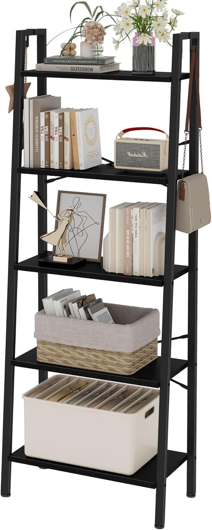 Hzuaneri Ladder Shelf, Bookshelf Bookcase, Freestanding Corner Storage Shelve - Image 8