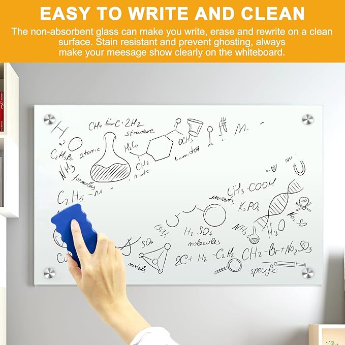 H-Qprobd Glass Whiteboard 36"x24" Magnetic Dry Erase White Board - Image 5