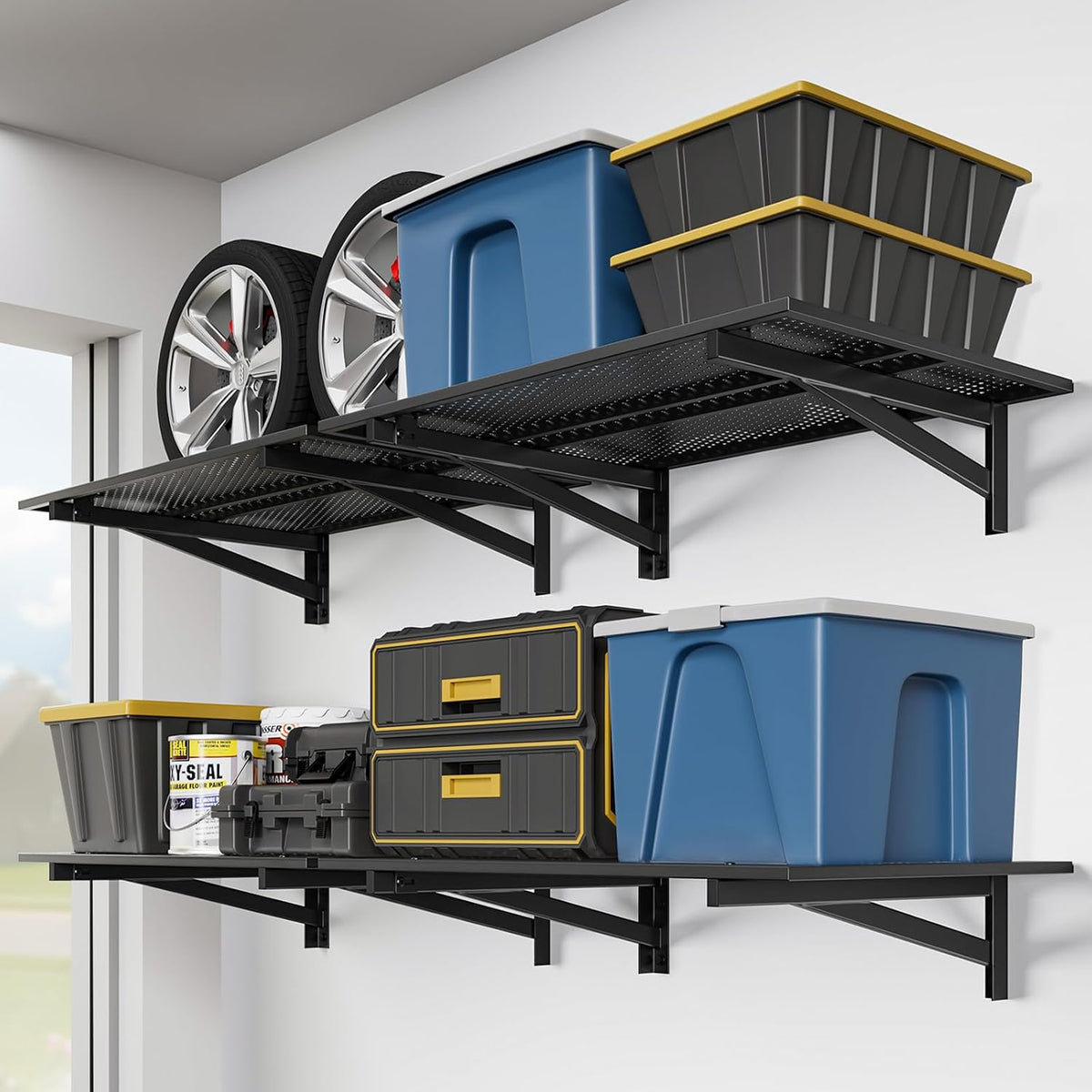 jusgym 4 pack garage shelving wall mounted, 2x3ft, main product view