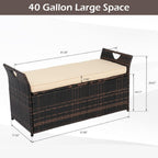 vingli 40 gallon rattan deck box with cushion, close-up detail