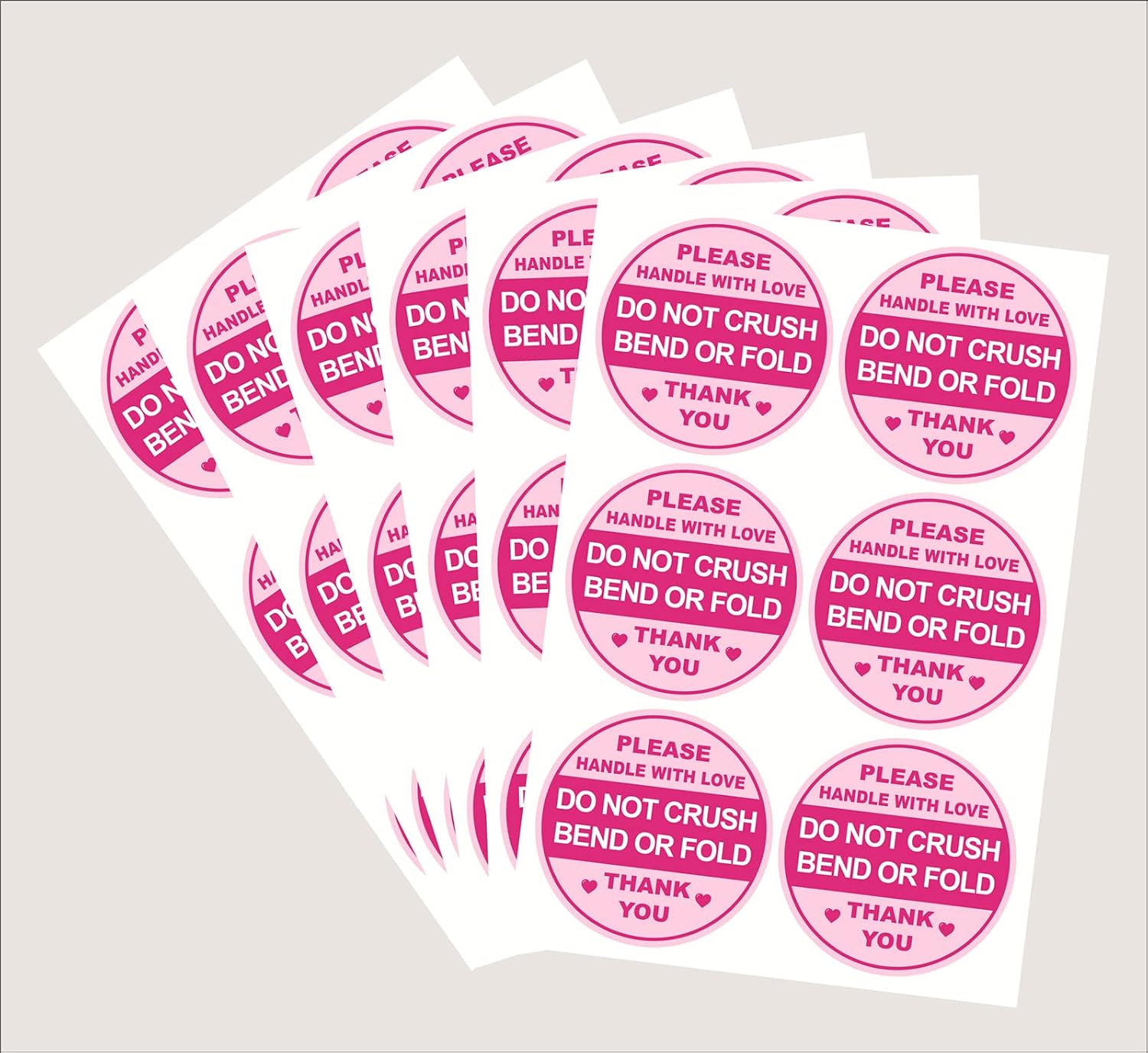 2inch 300pcs Pink Do Not Crush Bend or Fold Shipping Sticker for Envelops