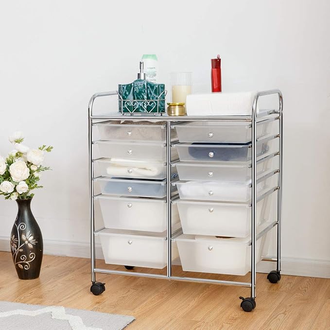 Giantex 12 Drawer Rolling Storage Cart Tools Scrapbook Paper Office School - Image 4