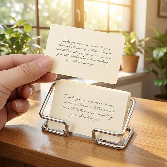 Grevosea 2 Pack Business Card Holder Desk Business Card Organizer Metal Desktop - Image 7