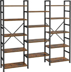 SUPERJARE Triple 5 Tier Bookshelf, Bookcase by SUPERJARE
