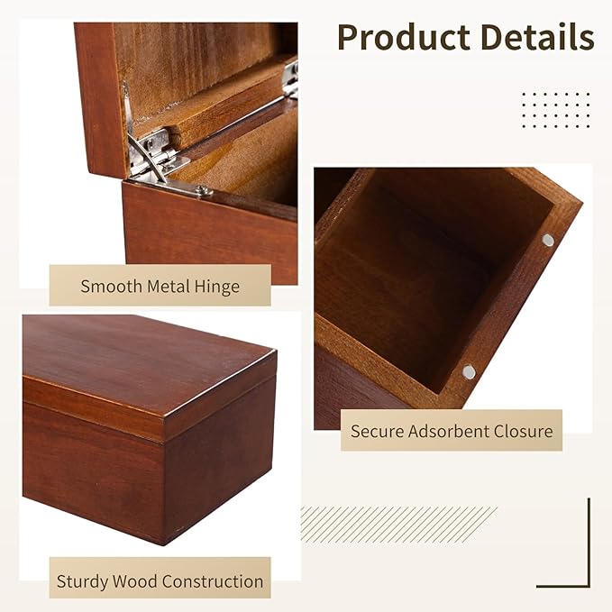 Wooden Business Card Holder, 4-Compartment Card Storage Box, Business Card - Image 4