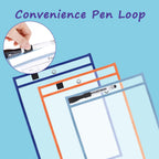 30 Pack Oversized Dry Erase Pockets Sleeves Reusable Ticket Holders, Clear Plastic Sheet Page Protectors, Heavy Duty Work Pockets School Teacher Classroom Office Organization Supplies, 10 Color