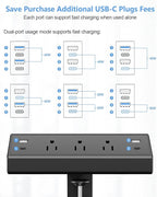 Desk Clamp Power Strip, 40W Fast Charging Station, Desktop Mount Surge Protector - Image 4