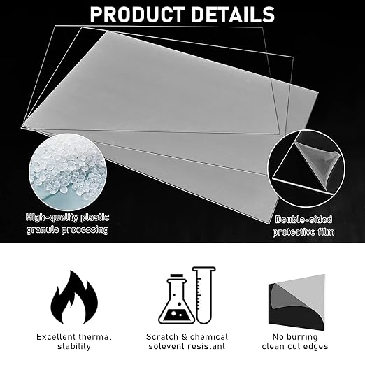Roowest 3 Pcs 24'' x 36'', 1/8 Inch Thick Clear Acrylic Sheet Panels - Image 4