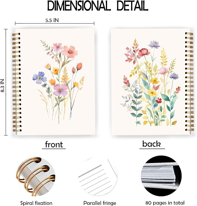JWVK Vintage Wild Flower Botanical Plant Notebook 04, Rustic Spring Floral - Image 2