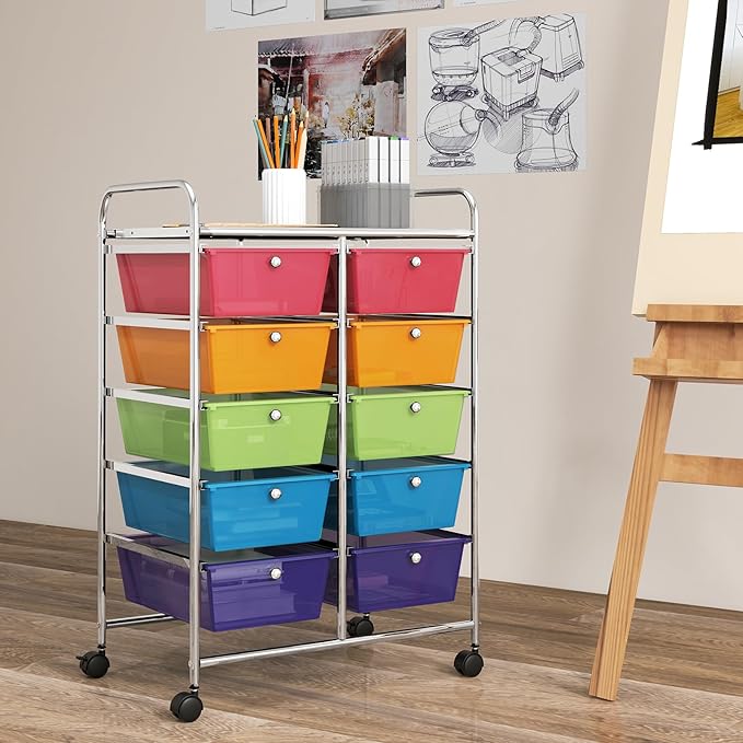GOFLAME 10-Drawer Rolling Storage Cart, Art Craft Storage Organizer on Wheels - Image 2