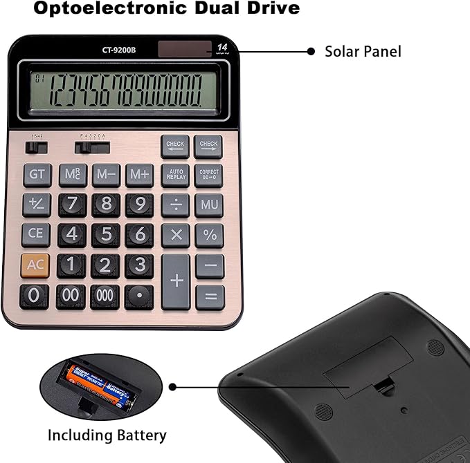 HIHUHEN Large Computer Electronic Calculator Counter Solar & Battery Power 14 - Image 5