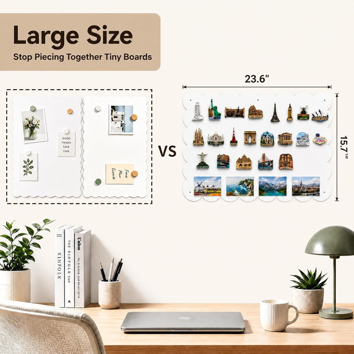Magnetic Board for Wall,23.6" x 15.7" Decorative Metal Display Boar...