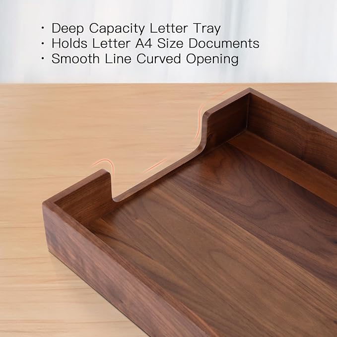 Bamber Wood Letter Tray Wooden Desk Organizer Paper Document File Tray - Image 3
