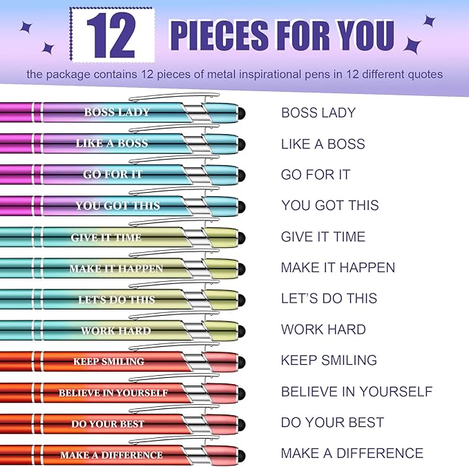 Zonon 12 Pcs Inspirational Pens Bulk Funny Ballpoint Pen - Image 4