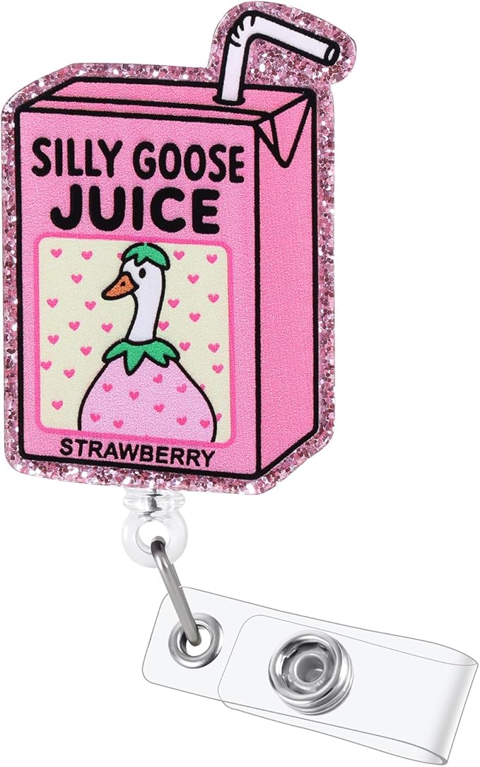 Silly Goose Juice Funny Badge Reel, Retractable ID Card Badge Holder, Office by BVIIE
