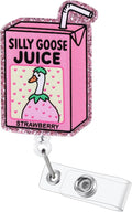 Silly Goose Juice Funny Badge Reel, Retractable ID Card Badge Holder, Office by BVIIE