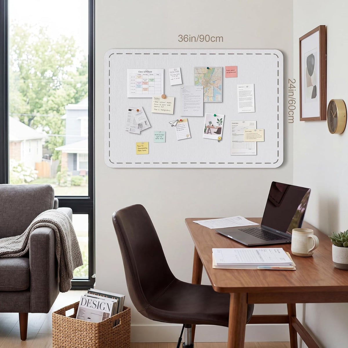 Stitched Bulletin Board 36 x 24 Inches Cork Board Alternative for Wall