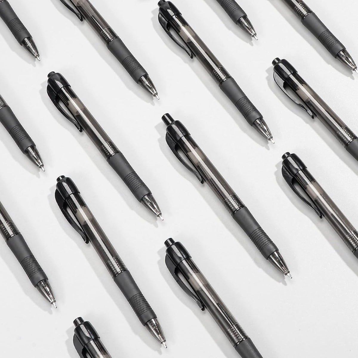 deegtran Pens Bulk, 100 Pack No Bleed Black Ink Click Pens with Soft Grip, Wh...