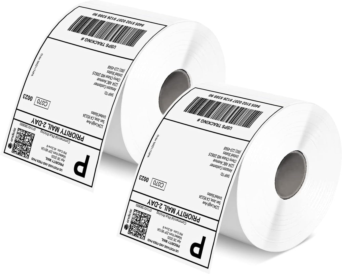MUNBYN 4x6 Inch Direct Thermal Labels, 1000 Sheets/2 Rolls, Shipping Paper