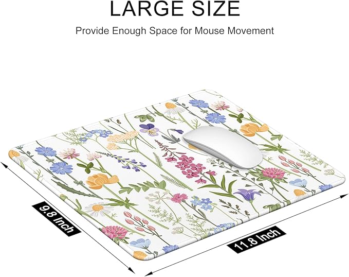 Auhoahsil Mouse Pad, 12 x 10 in Simple Flower Theme Computer Mouse Pad - Image 3