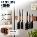 magnetic knife holder for wall, 16 inch acacia, side view