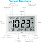 Wall Clock Atomic with Indoor Outdoor Temperature Battery Powered, Easy Reading - Image 2