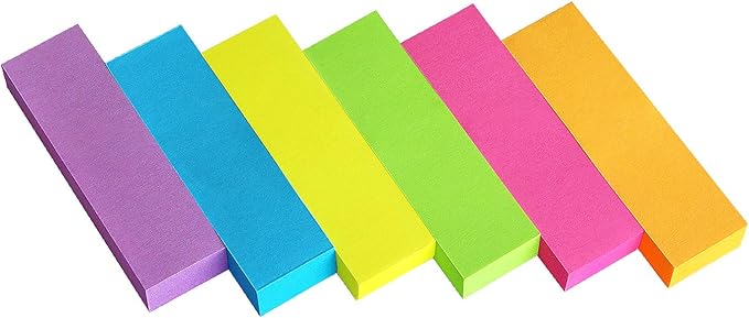 Eastern Wolf 30 Pads 0.5x1.8 Sticky Notes Flags Tabs Page Markers 6 Bright by EasternWolf