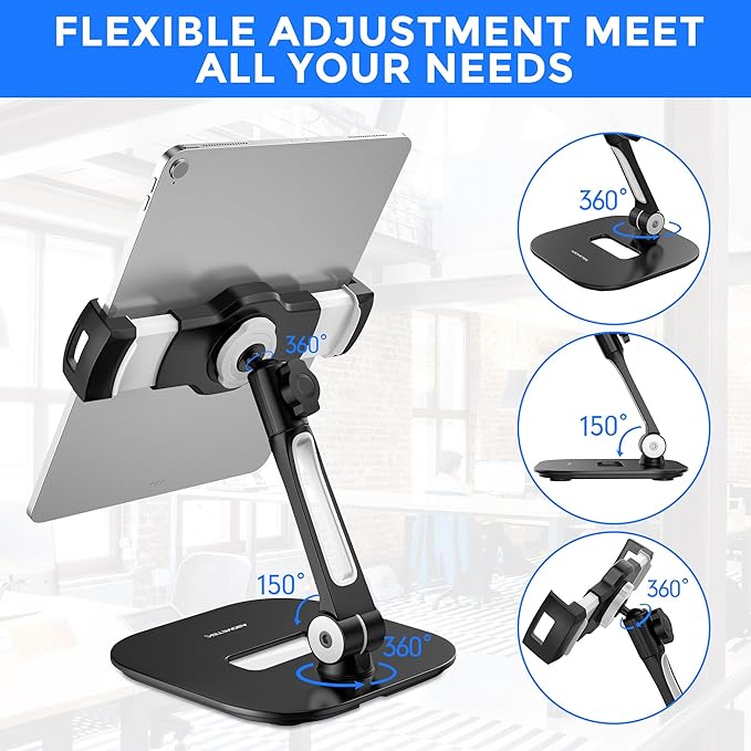 AboveTEK Tablet Stand Holder, Stylish Aluminum iPad Stands, Foldable 360° - Image 5
